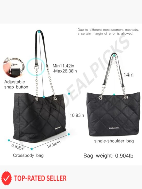 Quilted Tote Shoulder Bag Adjustable Chain Crossbody Lightweight Puffy Travel main image 0